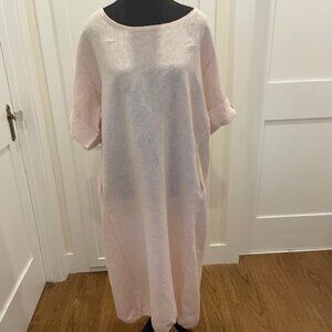 Linen dress, light pink, size L